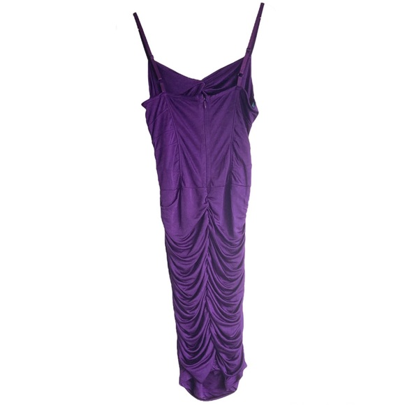 2for$63 Marciano purple rushed night cocktail dress size small  stretchy - Picture 2 of 8